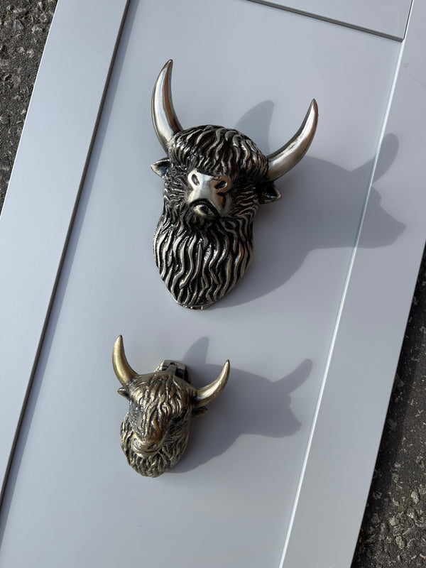 Large Highland Cow (Coo) Door Knocker (Antique Brass)