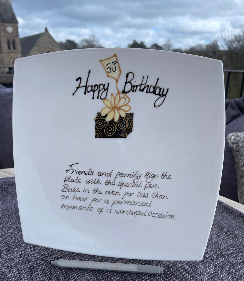 50th Birthday Gift Square Plate Box