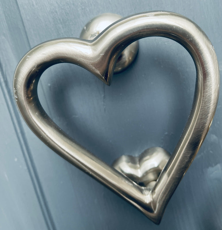 Heart Shaped Door Knocker (Brushed Chrome)
