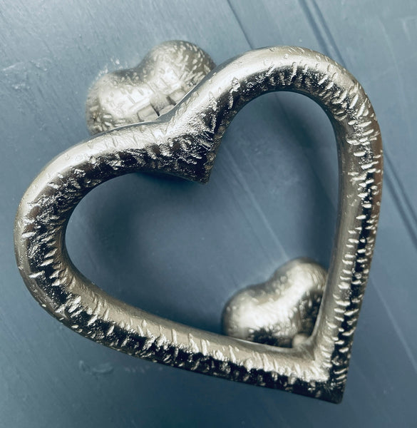 Heart Shaped Door Knocker Textured (Satin Silver)
