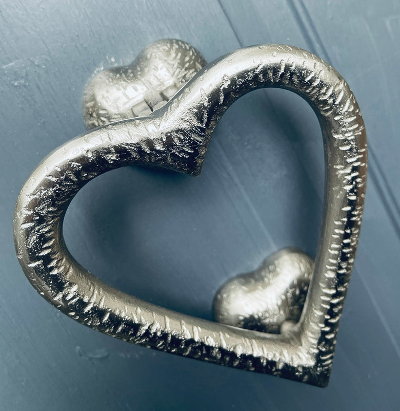 Heart Shaped Door Knocker Textured (Satin Silver)