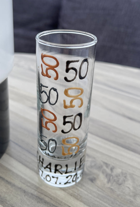 50th Birthday Gift Shot Glass: (brush)