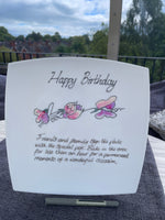 50th Birthday Gift Signature Plate: Square (Sweet Pea)