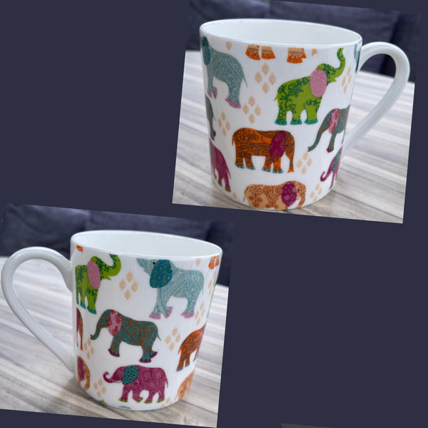 1 Pint Fine Bone China Large Mug Elephants