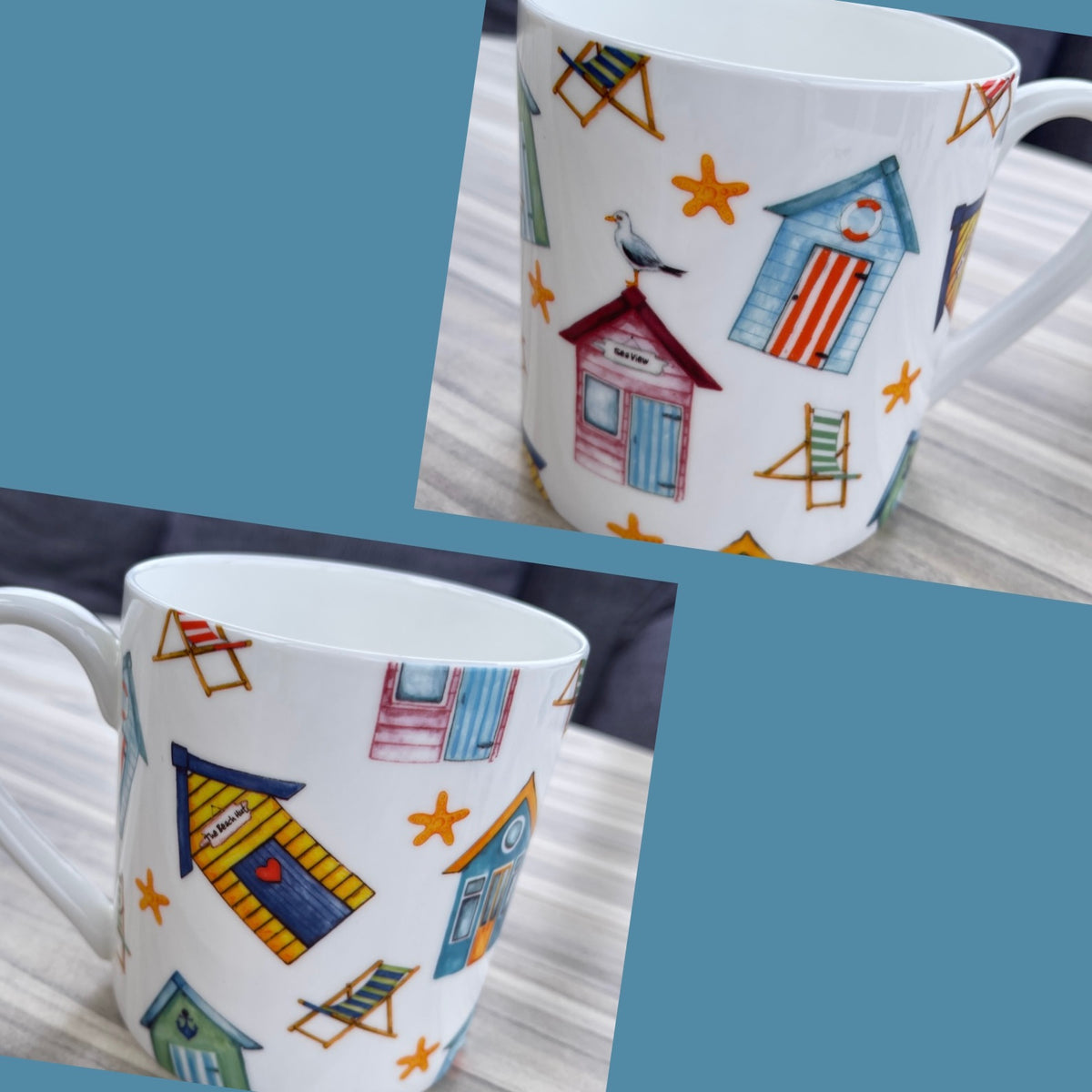 Novelty 1 Pint Fine Bone China Tea coffee  Large Mug Beach Hut