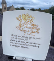 50th Wedding Anniversary Signature Plate: (Flower/Sq)