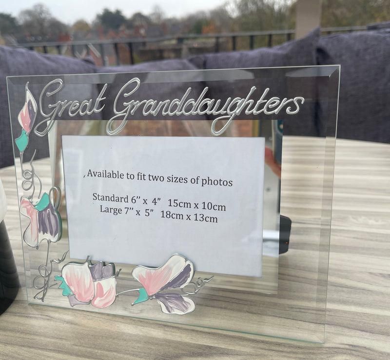 Great granddaughters land frame sweetpea 2 sizes 6"x4" or 7"x5"