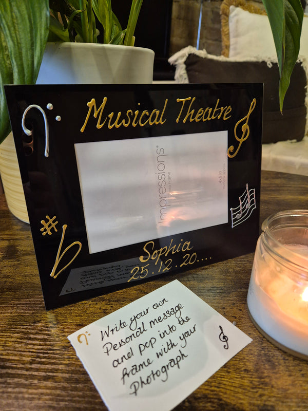 Hand Painted Music Design Gift Clear/Black Photo Frames: Landscape