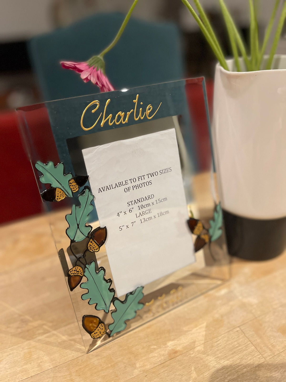 Personalised Oak Leaf/Acorn Photo Frame Portrait