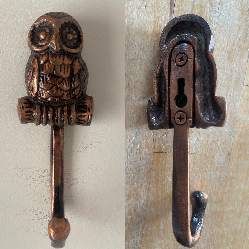 End Of Line Coat Hook - Owl Copper