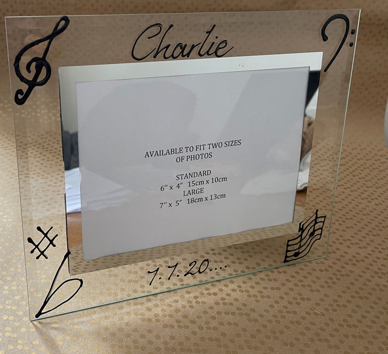 Hand Painted Music Design Gift Clear/Black Photo Frames: Landscape