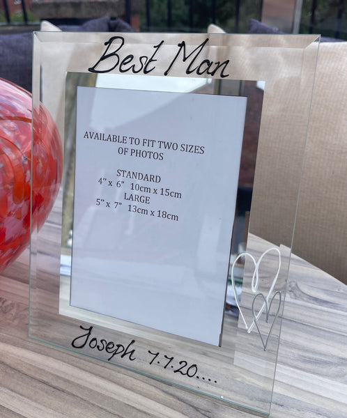 Best Man Photo Frame: Portrait (Hearts) 2 Sizes