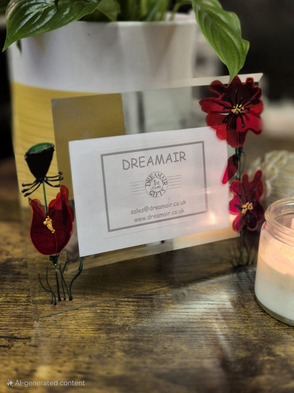 Hand Painted Poppy Gift Photo Frames: Landscape 2 Designs