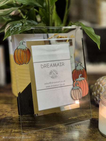 Pumpkins Hand Painted Portrait Clear Glass Photo Frames 2 Sizes