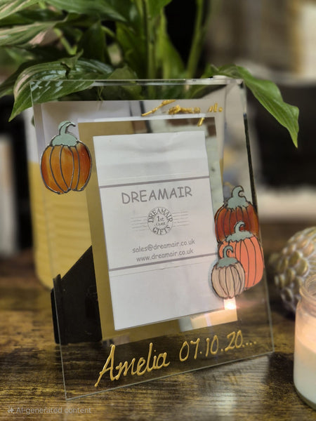 Pumpkins Hand Painted Portrait Clear Glass Photo Frames 2 Sizes