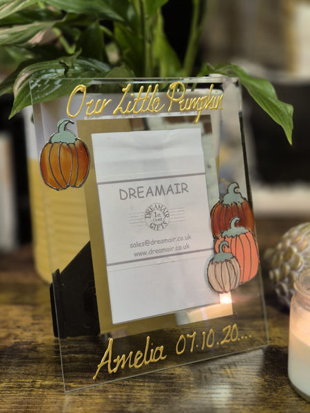 Our Little Pumpkin Hand Painted Portrait Clear Glass Photo Frames 2 Sizes