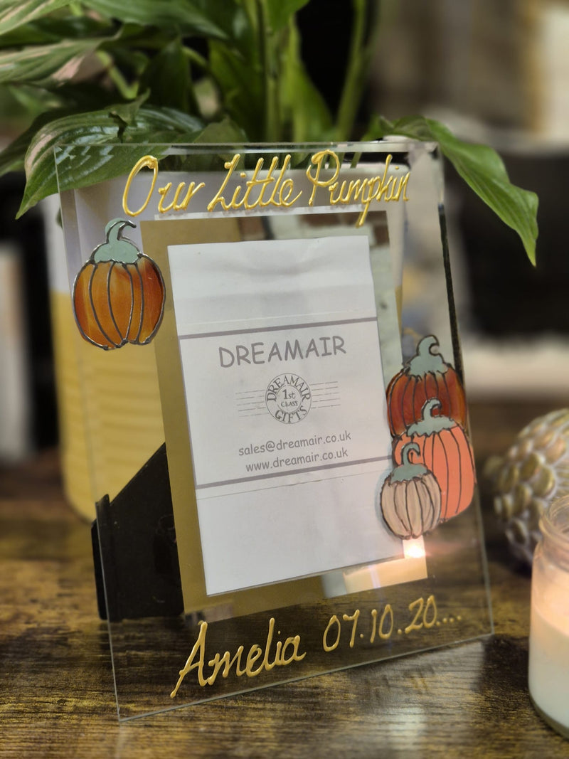 Personalised our Little pumpkin Clear Glass Port 2 Sizes 4"x6" 5"x7"