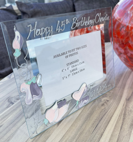 45th Birthday Gift Photo Frame: Landscape (Sweet Pea)