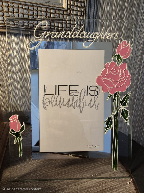 Granddaughters Photo Frame: Portrait (Rose)