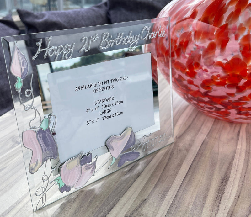 21st Birthday Gift photo frame: Landscape (Sweet Pea)