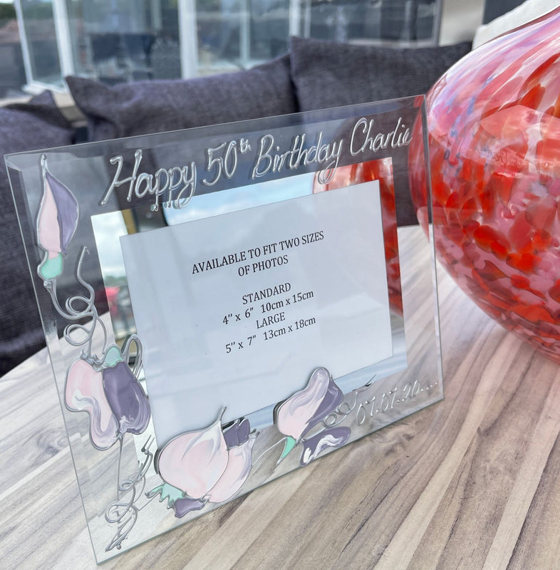 55th Birthday Gift Photo Frame: Landscape (Sweet Pea)