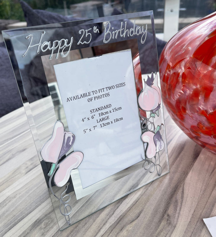 25th Birthday Gift Photo Frame: Portrait (Sweet Pea)