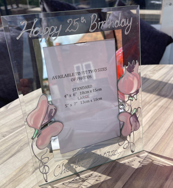 25th Birthday Gift Photo Frame: Portrait (Sweet Pea)