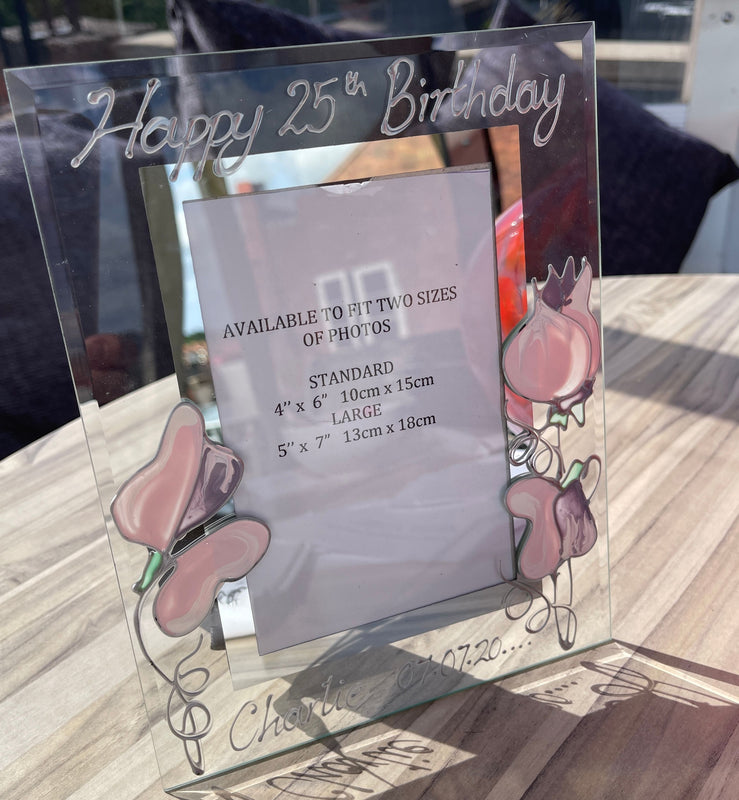 25th Birthday Gift Photo Frame: Portrait (Sweet Pea)