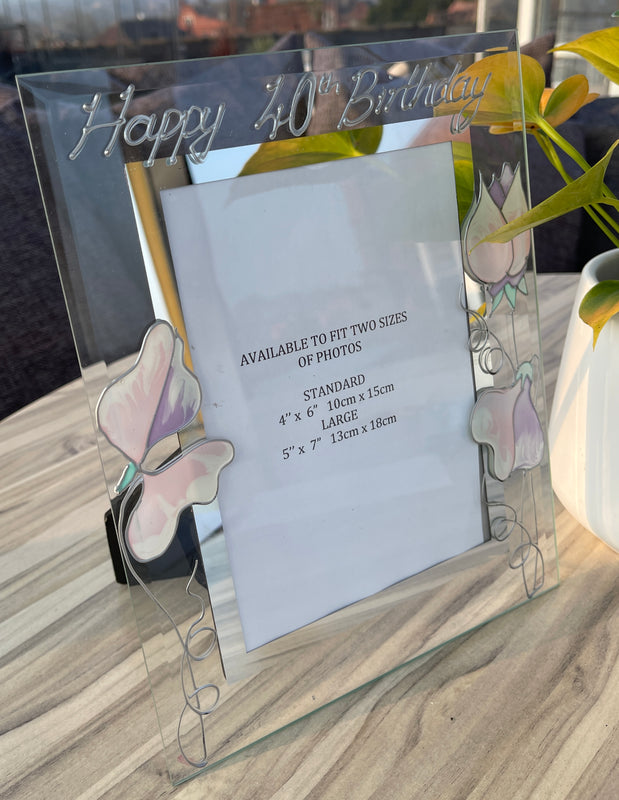 40th Birthday Gift Photo Frame: Portrait (Sweet Pea)