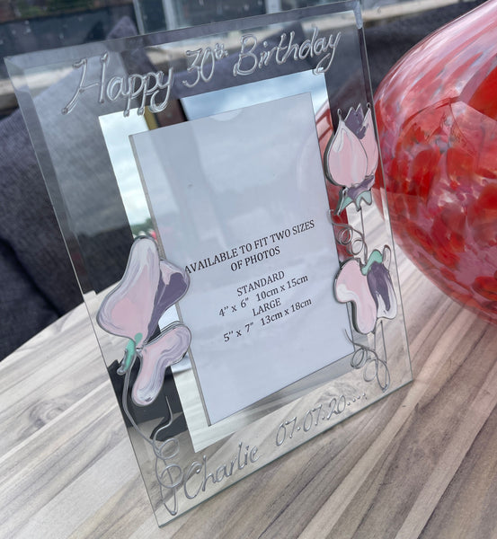 30th Birthday Gift Photo Frame: Portrait (Sweet Pea)