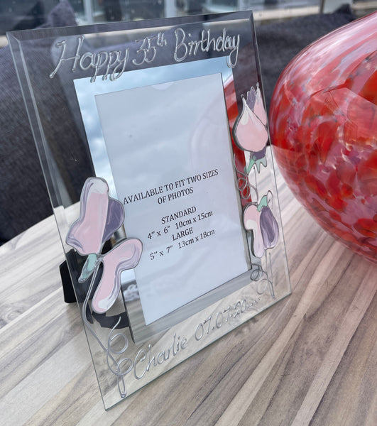 35th Birthday Gift Photo Frame: Portrait (Sweet Pea)