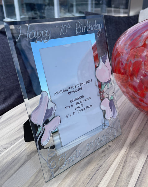 70th Birthday Gift Photo Frame: Portrait (Sweet Pea)