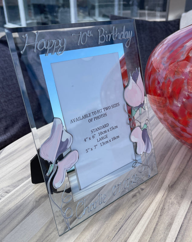 70th Birthday Gift Photo Frame: Portrait (Sweet Pea)