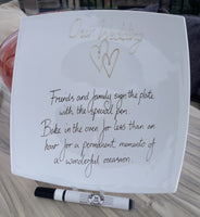 Wedding Day Gift Signature Plate: Square (Hearts)