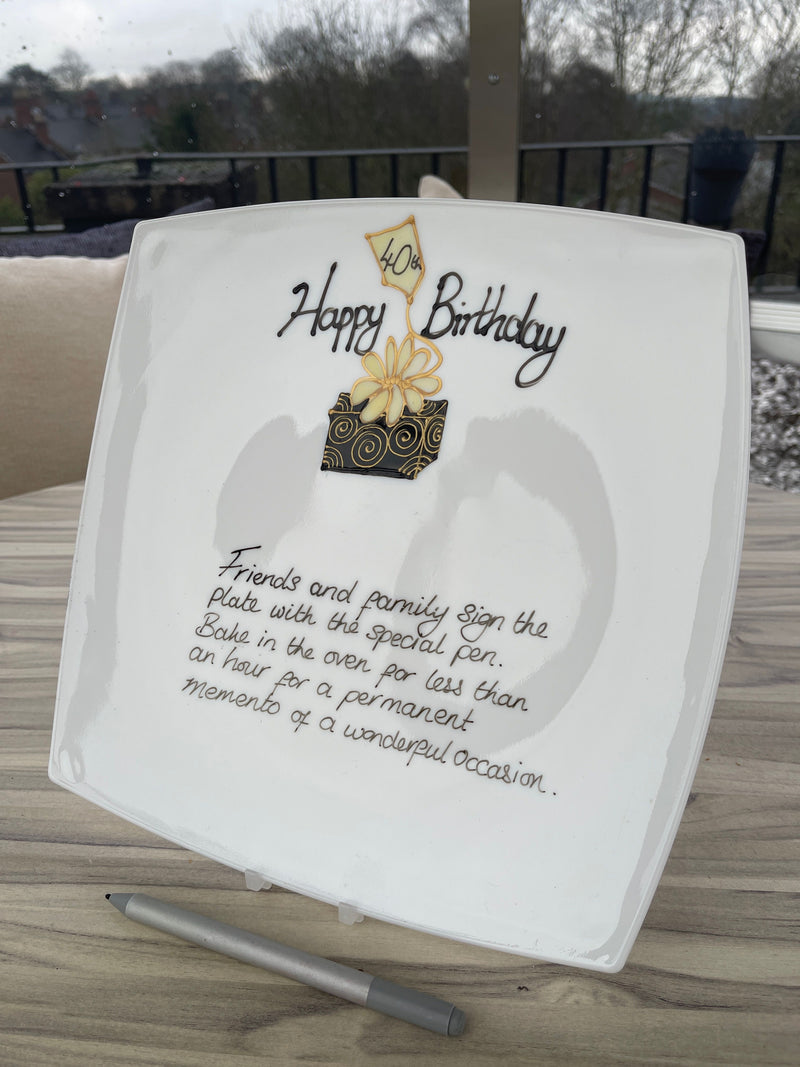 40th Birthday Gift Signature Plate Square