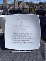 Christening Day Gift Signature Plate: Square Cross With Crystals