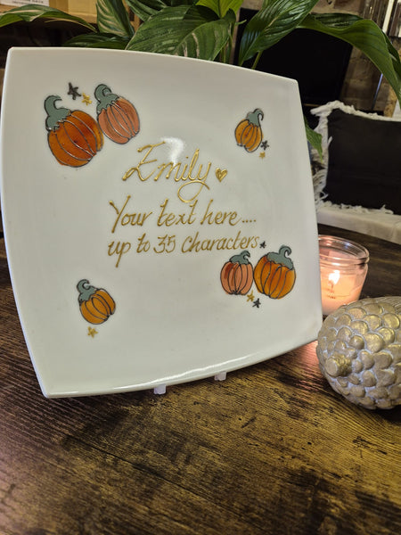 Pumpkins Hand Painted Sign And Seal Plate