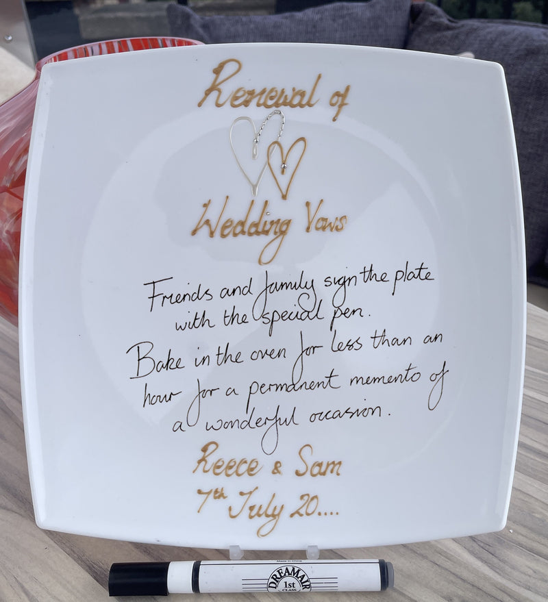 Renewal of Vows Gift Signature Plate: Square (Hearts)