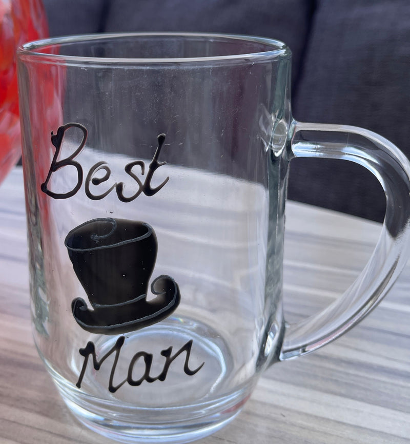 Personalised Bestman Gift Glass Tankard: (Top Hat)