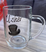 Usher Design Gift Glass Tankard: (Top Hat)