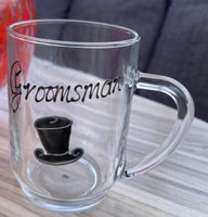 Groomsman Design Gift Glass Tankard: (Top Hat)