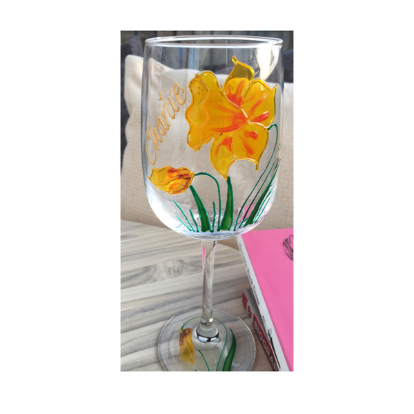 Daffodil Design Gift Wine Glass: