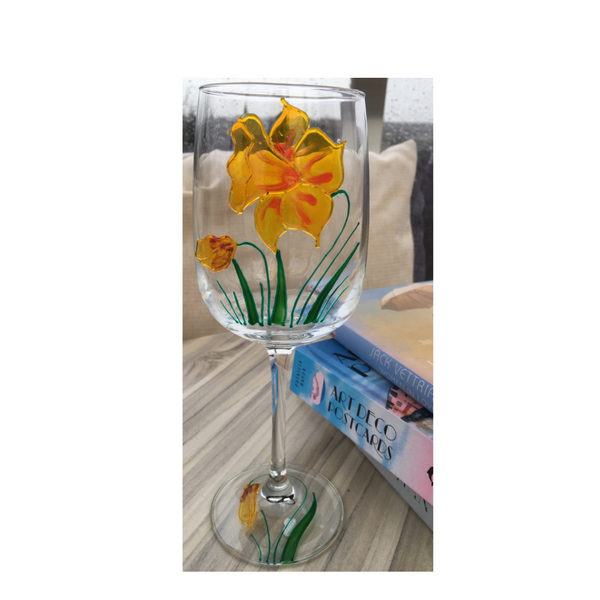 Daffodil Design Gift Wine Glass: