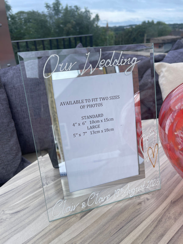 Our Wedding Gift Photo Frame: Portrait (Hearts)