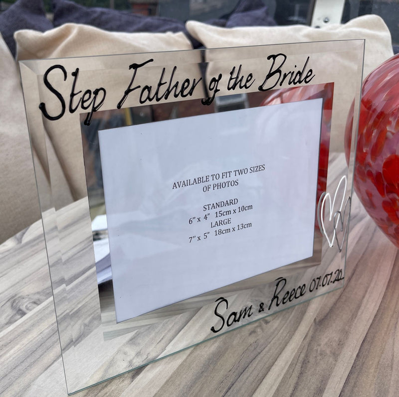Personalised Step Father of the Bride Land Frame (Hearts)