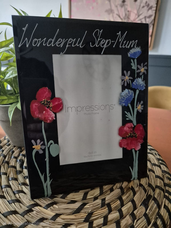 Wonderful Step Mum Photo Frame: Portrait (Wildflower)