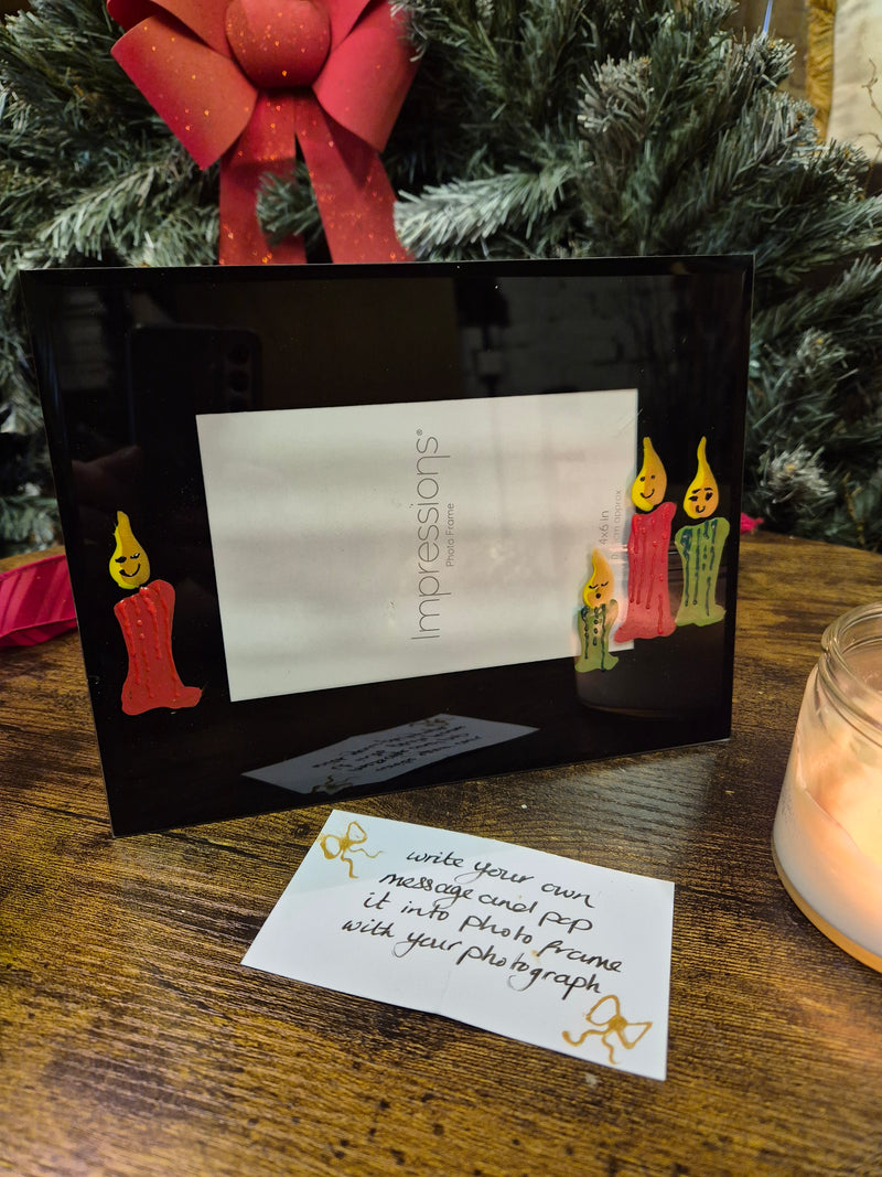Hand Painted Christmas Festive Candles Picture Frames 2 Sizes 6"x5" or 7"x5"
