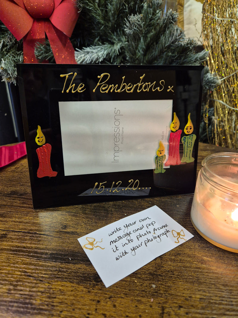 Hand Painted Christmas Festive Candles Picture Frames 2 Sizes 6"x5" or 7"x5"