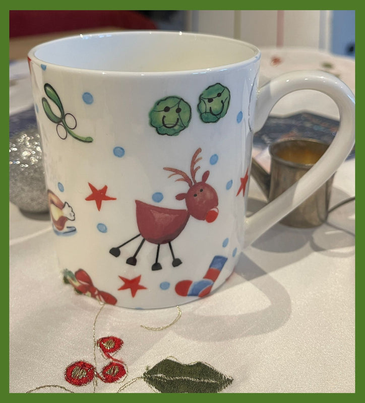 1 Pint Fine Bone China Large Mug Christmas Pair