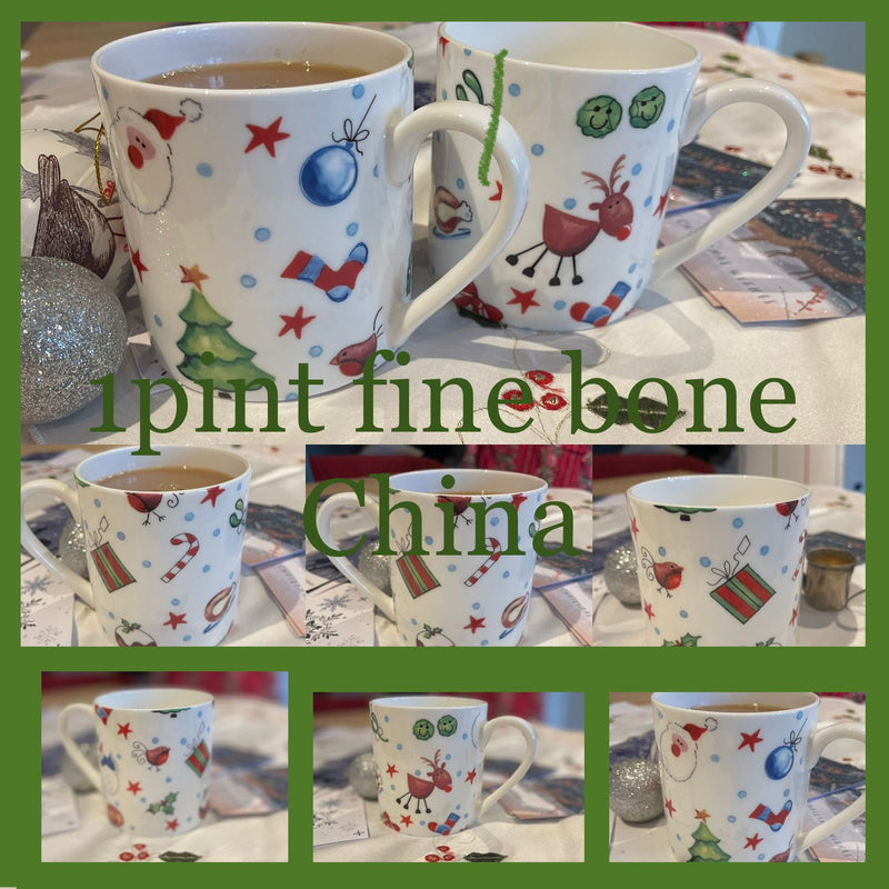 1 Pint Fine Bone China Large Mug Christmas 